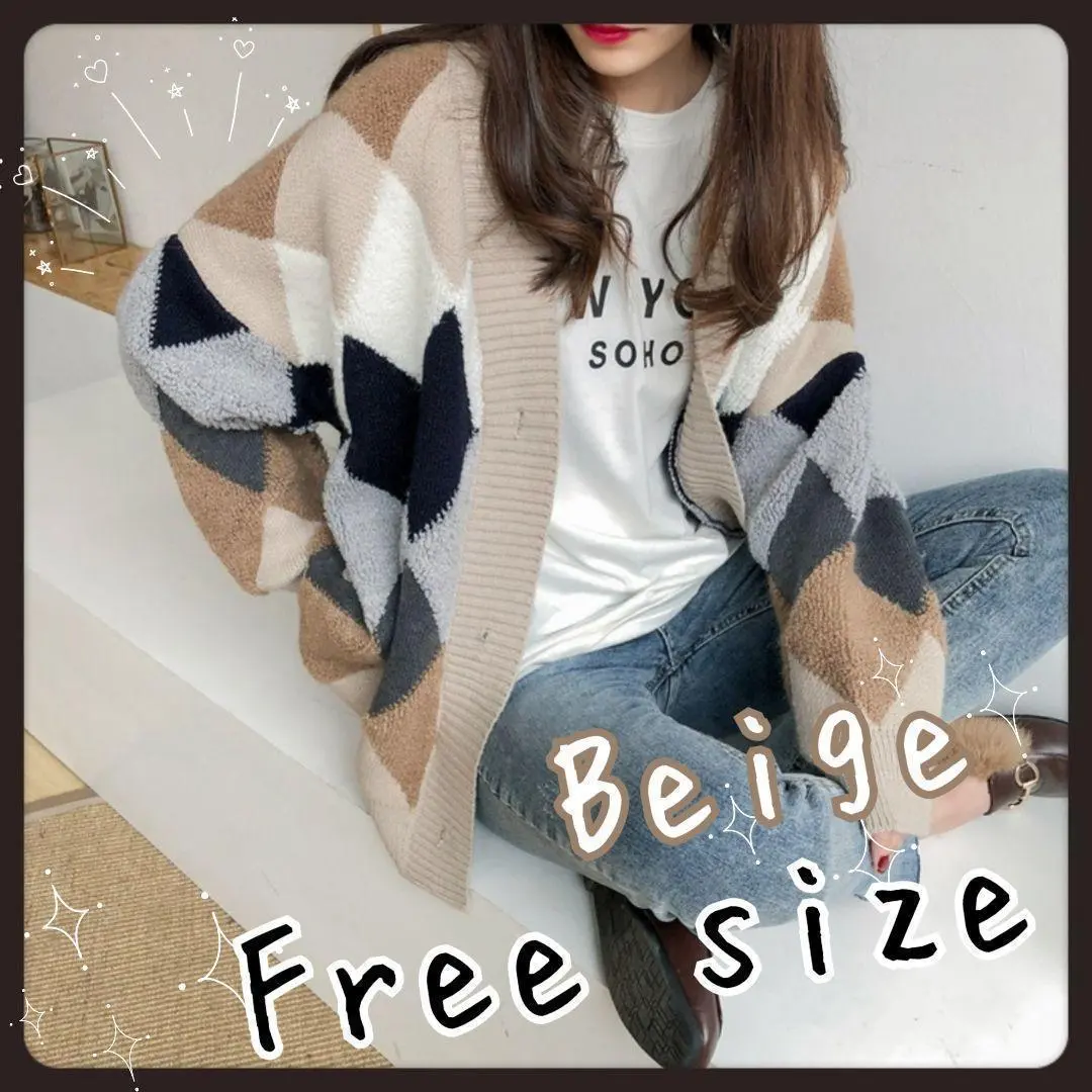 アーガイル柄カーディガン